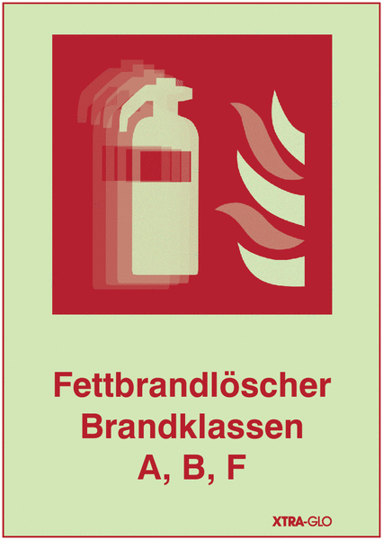 Fettbrandlöscher Brandklassen A, B, F - SETON MOTION® Kombi-Brandschutzschild mit Lentikular-Effekt, Symbol in Anlehnung an EN ISO 7010