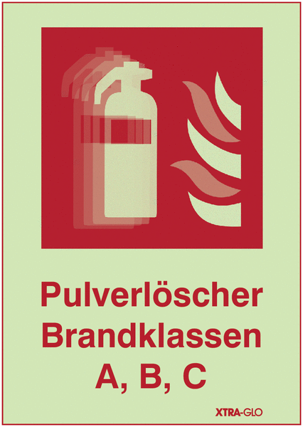 Pulverlöscher Brandklassen A, B, C - SETON MOTION® Kombi-Brandschutzschild mit Lentikular-Effekt, Symbol in Anlehnung an EN ISO 7010