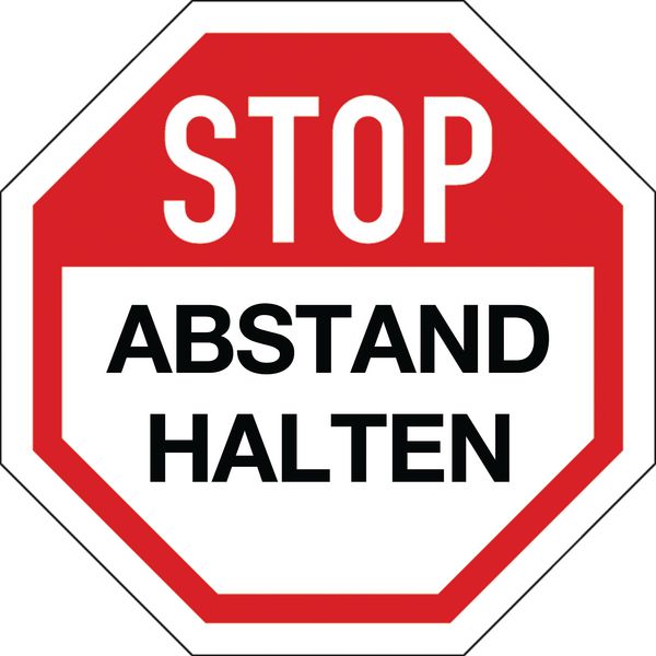 Antirutsch-Bodenmarkierung "STOP ABSTAND HALTEN"