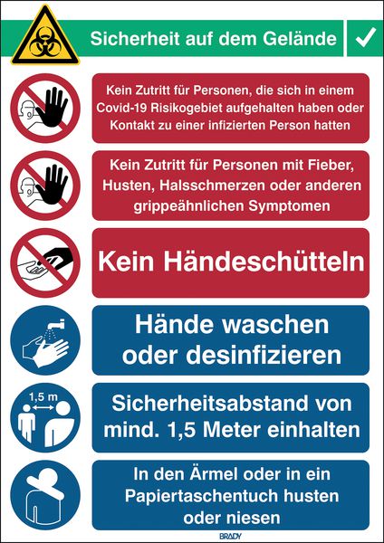 Verhaltensregeln, Deutsch/Englisch - Covid-19 Arbeitsschutz-Maßnahmen Schilder