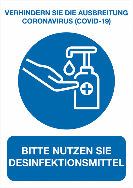 Bitte benutzen Sie Desinfektionsmittel - RE-Move Hinweisschilder Hand-Hygiene