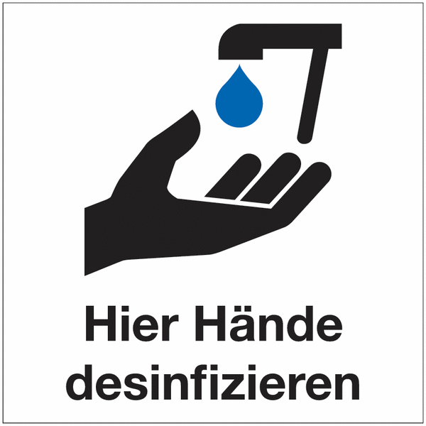 Hier Hände desinfizieren - Hinweisschilder Hand-Hygiene