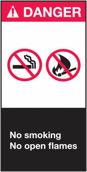 DANGER No smoking, open flames - Sicherheitskennzeichnung, ANSI.Z 535