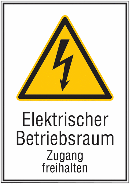 Kombi-Warnschilder "Elektrischer Betriebsraum Zugang freihalten"