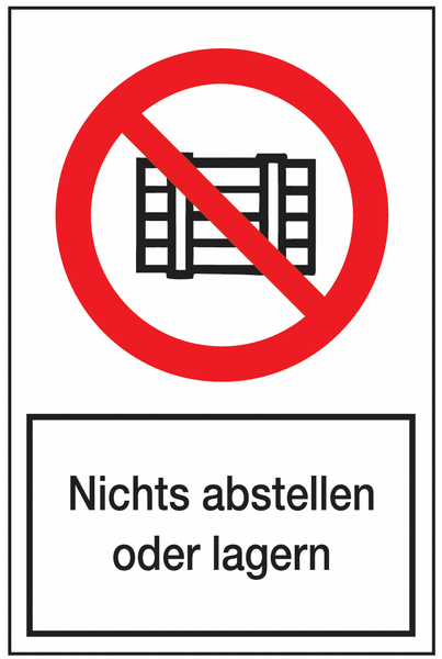Warnaufsteller mit Sicherheitskennzeichnung "Nichts abstellen oder lagern"