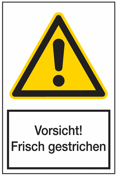Warnaufsteller mit Sicherheitskennzeichnung "Vorsicht! Frisch gestrichen"