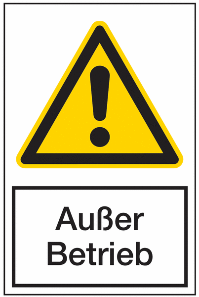 Warnaufsteller mit Sicherheitskennzeichnung "Außer Betrieb"