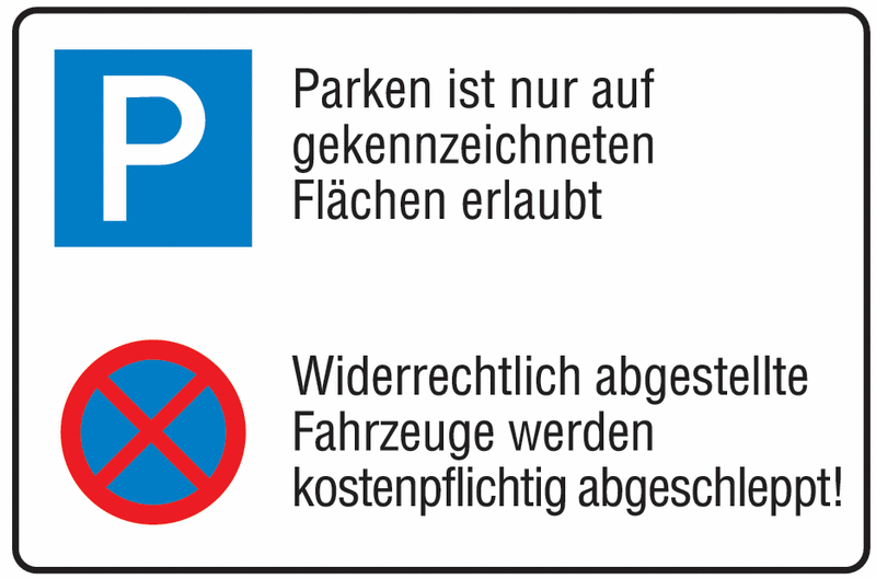 Parken/Absolutes Haltverbot - Parkplatz-Kombinations-Schilder, Aluminium