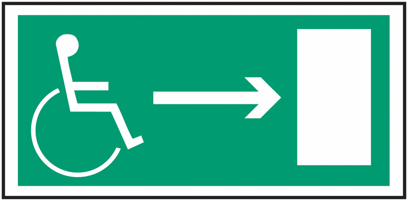 Rettungswegzeichen "Notausgang für Rollstuhlfahrer, Pfeil rechts", praxiserprobt