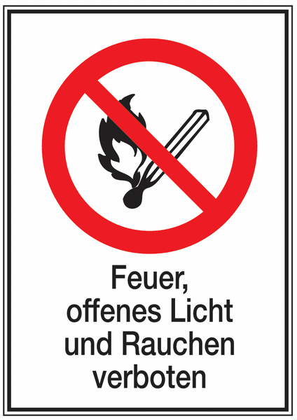 Kombi-Verbotsschilder "Feuer, offenes Licht und Rauchen verboten"