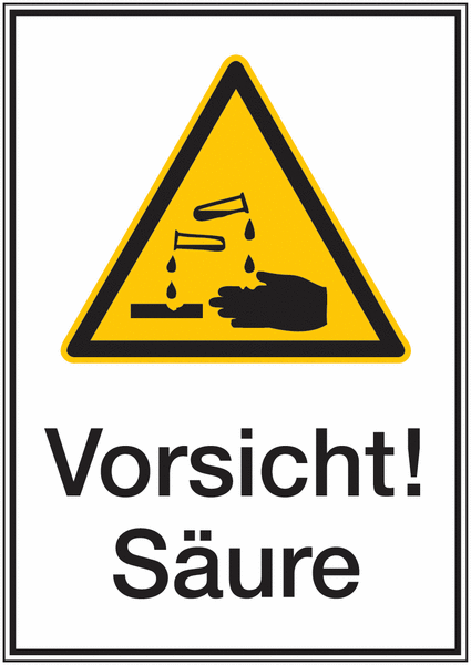 Kombi-Warnschilder "Vorsicht! Säure"