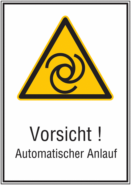 Kombi-Warnschilder "Warnung vor automatischem Anlauf", EN ISO 7010