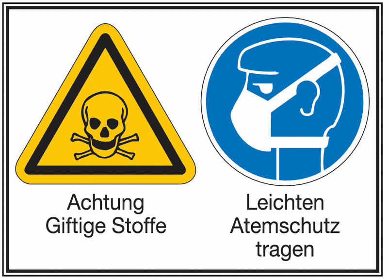 Giftige Stoffe/Leichten Atemschutz tragen - Mehr-Symbolschilder,ÖNORM Z1000