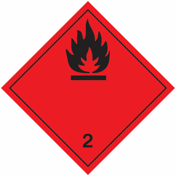 Entzündbare Gase 2 - Kennzeichnung für den Transport gefährlicher Güter, GGBefG, ADR, ADN, IATA