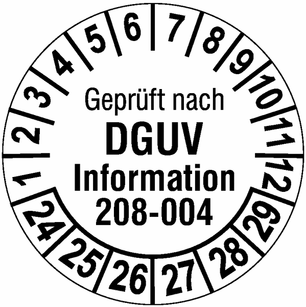 Geprüft nach DGUV Information 208-004, weiß - Prüfplaketten nach DGUV, fälschungssicher