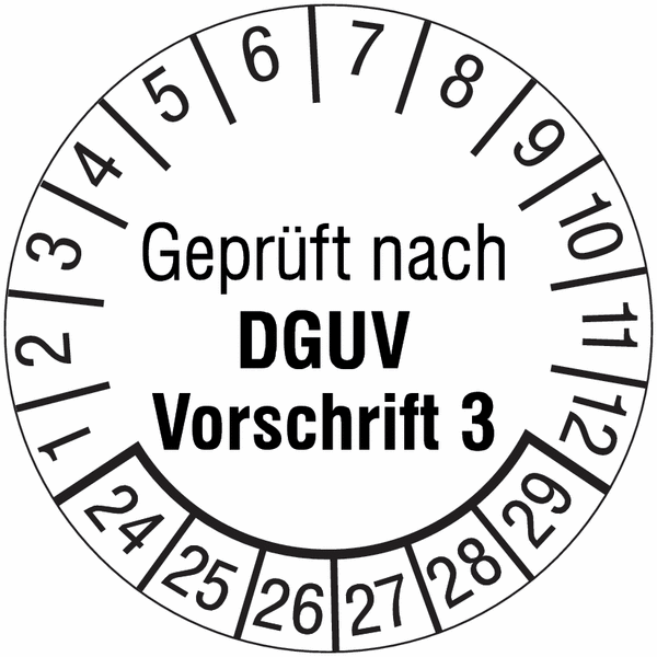 Prüfplaketten "Geprüft nach DGUV Vorschrift 3", Weiß