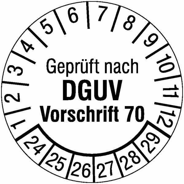 Geprüft nach DGUV Vorschrift 70, weiß - Prüfplaketten nach DGUV, fälschungssicher