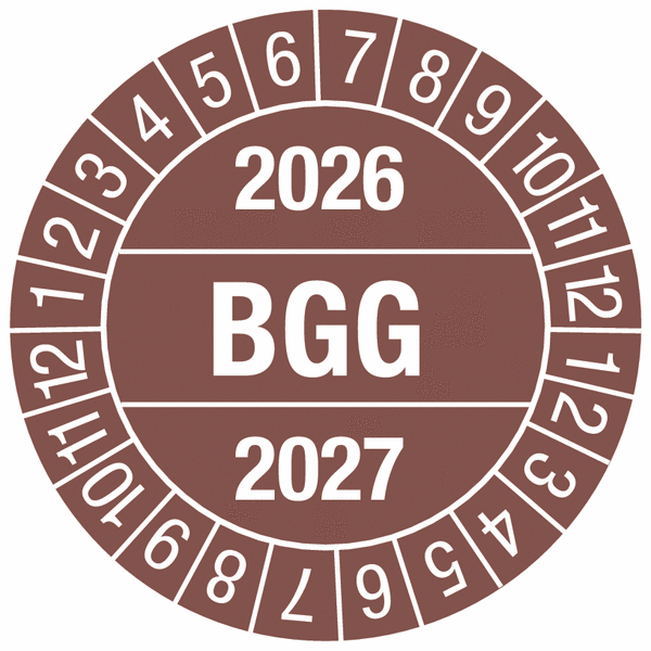BGG, Jahreszahl 4-stellig – Prüfplaketten, Dokumentenfolie, fälschungssicher