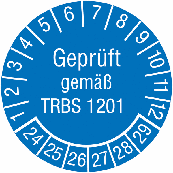Prüfplaketten "Geprüft gemäß TRBS 1201", SETON-Jahresfarben