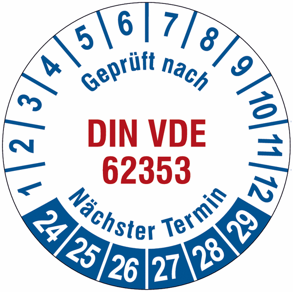 Geprüft nach DIN VDE 62353 - Prüfplaketten für Medizintechnik & Labor