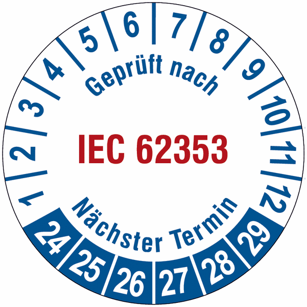 Geprüft nach IEC 62353 - Prüfplaketten für Medizintechnik & Labor