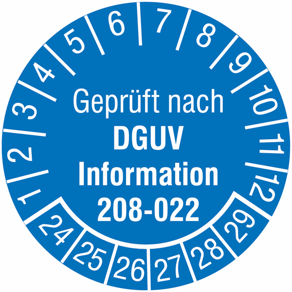 Geprüft nach DGUV Information 208-022 - Prüfplaketten nach DGUV, fälschungssicher