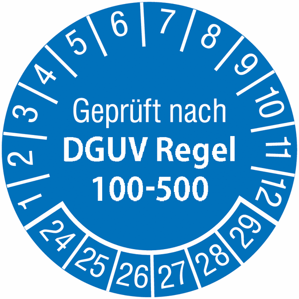 Prüfplaketten "Geprüft nach DGUV Regel 100-500", SETON Jahresfarben