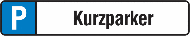 Parkplatz-Kennzeichen-Schilder "Kurzparker"