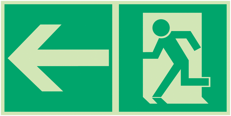 Rettungszeichen-Schilder "Rettungsweg links"