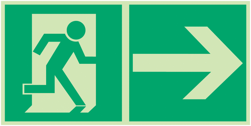 Rettungszeichen-Kombi-Schilder "Rettungsweg rechts "