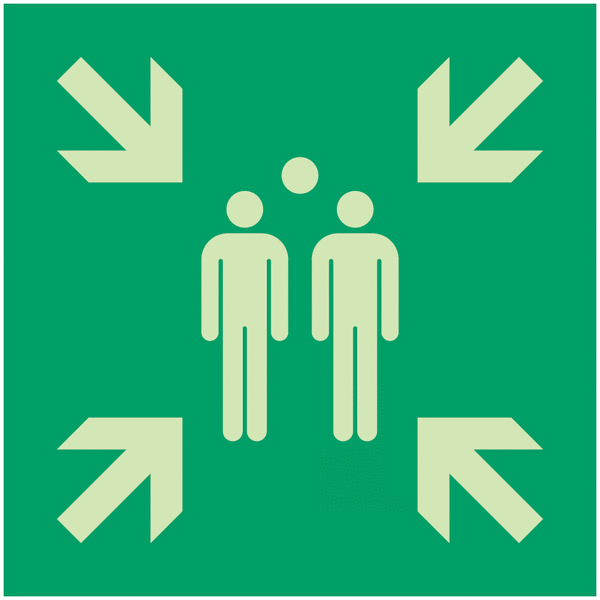 Rettungszeichen-Symbol-Schilder "Sammelstelle", EN ISO 7010