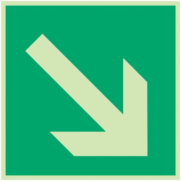 Rettungszeichen-Symbol-Schilder "Richtungspfeil schräg"