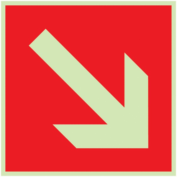 Brandschutzzeichen-Symbol-Schilder "Richtungsangabe - Richtungspfeil, schräg"