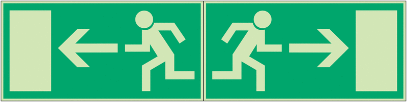 Rettungsweg links/rechts - Fahnen-, Winkel-, Deckenschilder mit Rettungszeichen-Symbole