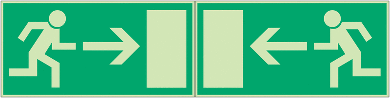 Rettungsweg rechts/links - Fahnen-, Winkel-, Deckenschilder mit Rettungszeichen-Symbolen