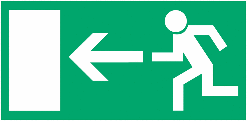 Rettungsweg links - Rettungszeichenleuchten mit Symbolen, ÖNORM Z1000
