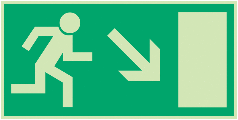 Rettungszeichen-Kombi-Schilder "Rettungsweg rechts abwärts"