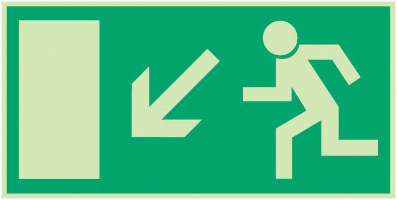 Rettungszeichen-Kombi-Schilder "Rettungsweg links abwärts"