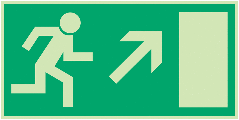 Rettungszeichen-Kombi-Schilder "Rettungsweg rechts aufwärts"