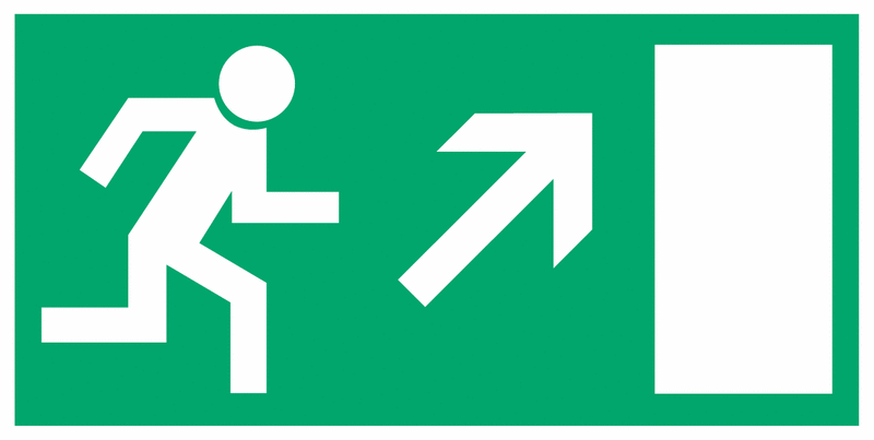 Rettungsweg rechts aufwärts - Rettungszeichen, retroreflektierend