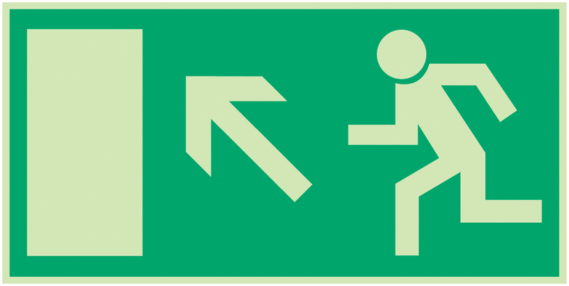 Rettungszeichen-Kombi-Schilder "Rettungsweg links aufwärts"