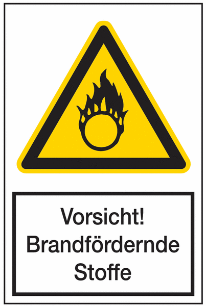 Vorsicht! Feuergefährliche Stoffe - Warnaufsteller mit Sicherheitskennzeichnung