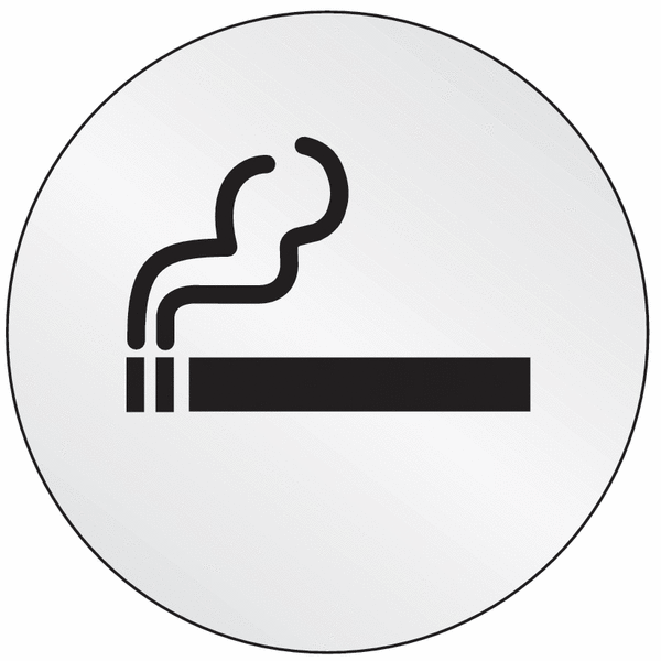 Rauchen erlaubt - Piktogrammschilder aus Edelstahl, rund, selbstklebend