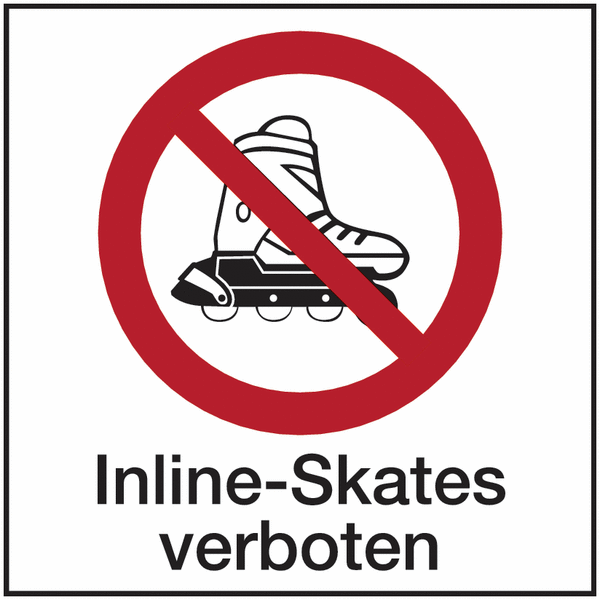 Inline-Skates verboten - Hinweisschilder Public, Symbole mit Text