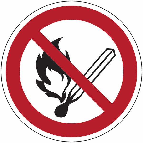 Symbol-Verbotsschilder "Feuer, offenes Licht und Rauchen verboten"