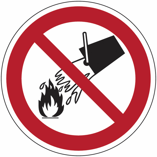 Symbol-Verbotsschilder "Mit Wasser löschen verboten"