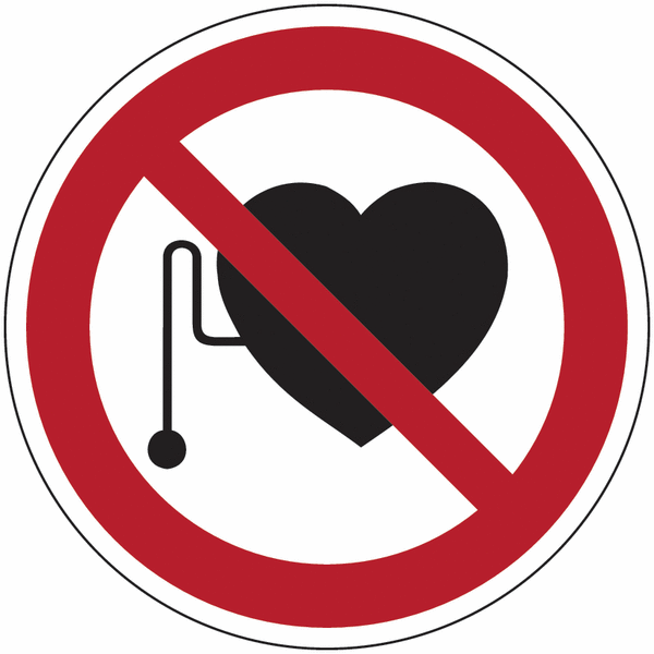 Symbol-Verbotsschilder "Verbot für Personen mit Herzschrittmachern"
