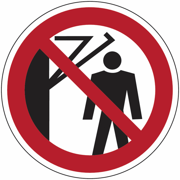 Symbol-Verbotsschilder "Nicht hinter den Schwenkarm treten"
