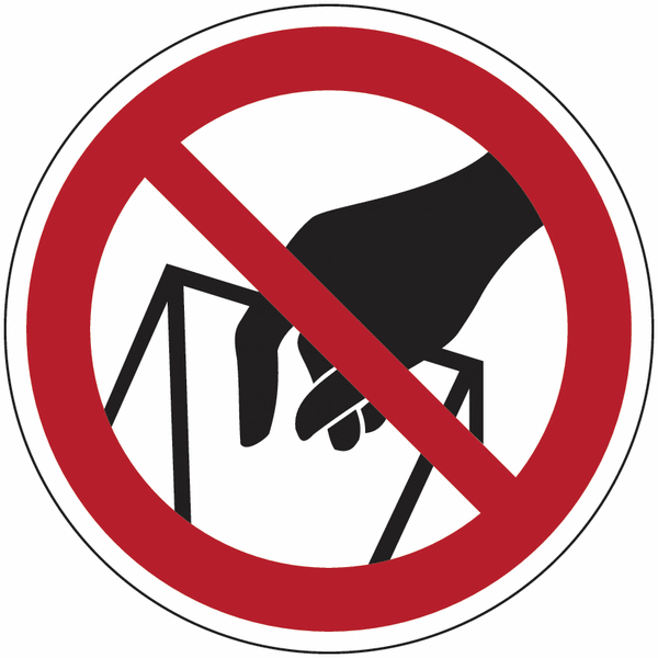Symbol-Verbotsschilder "Nicht in die Schüttung greifen"