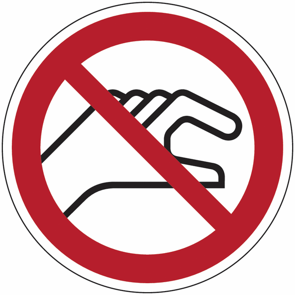 Symbol-Verbotsschilder "Hineinfassen verboten"